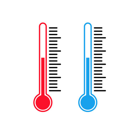 thermometer icon. temperature control concept. High and low temperature. Vector on isolated background. EPS 10.のイラスト素材