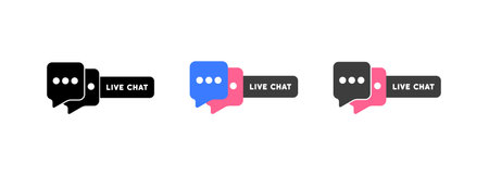 Live chat icon set. hotline support service. Chatbot. Vector isolated white background. EPS 10.のイラスト素材