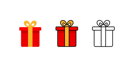 gift icon set. Wedding, birthday party present. giftbox. Vector isolated white background. EPS 10.のイラスト素材