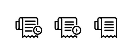 bill icon set. Electricity and mobile bill. Vector isolated white background. EPS 10.のイラスト素材