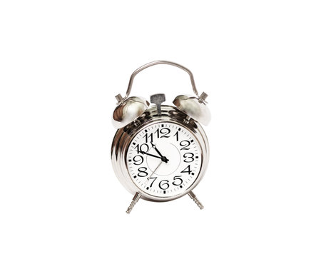 an alarm clock on a white background