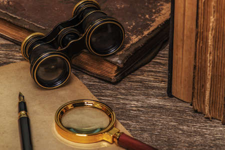Old paper binoculars booksの写真素材