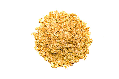 Oatmeal on a white backgroundの写真素材