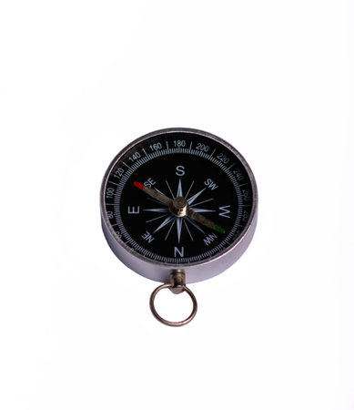 Old compass isolated on white background.