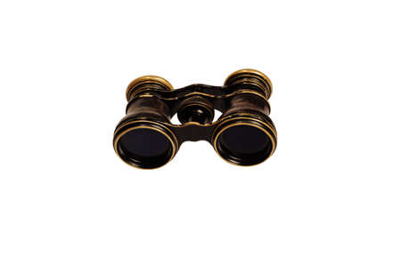 Vintage binoculars on a white background close-up. There is a way.の写真素材