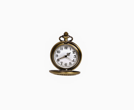 A vintage pocket watch on a white background close-up. There is a way ..