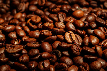 Coffee beans close-up. Beautiful saturated colorの写真素材