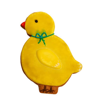 Yellow chicken isolated on white background, cookiesの写真素材