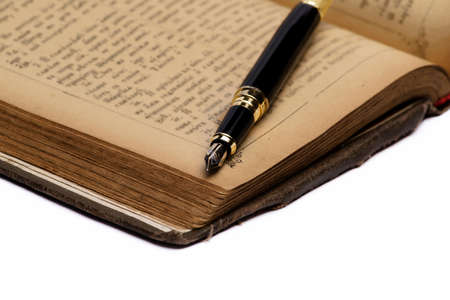 Old book on white background, old bibleの写真素材