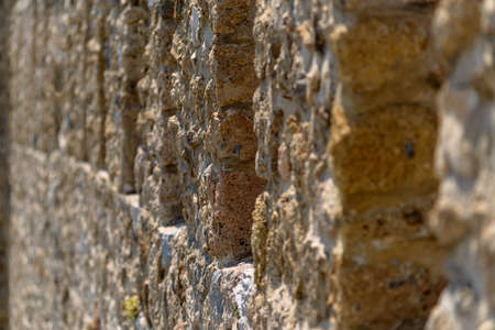 Fortress wall, stone, close-up.の写真素材