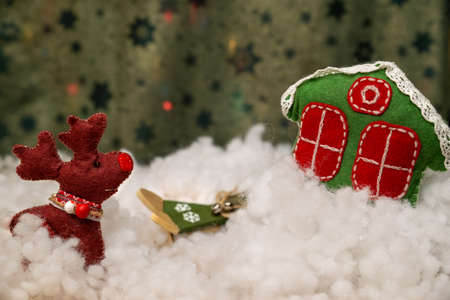 Christmas decorations postcardの写真素材