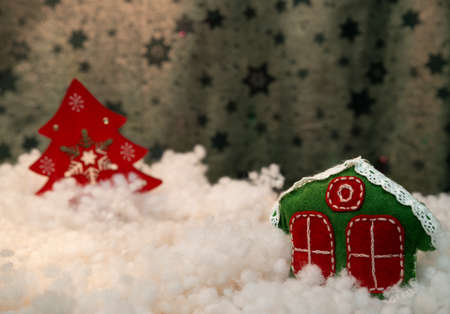 Christmas decorations postcardの写真素材