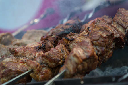 delicious barbecue prepared by me for friendsの写真素材