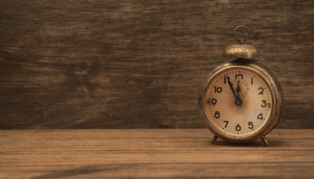 vintage watch on a wooden background. there is a place for text