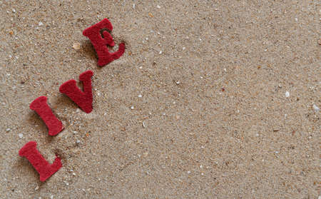 inscription life in the sand, close-upの写真素材