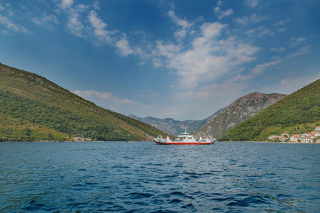 Beautiful mediterranean landscape, yacht in the bay, backgroundの写真素材