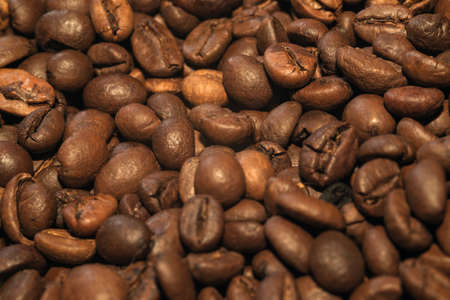 coffee beans close-up smoke, backgroundの写真素材