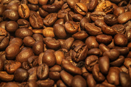 coffee beans close-up smoke, backgroundの写真素材