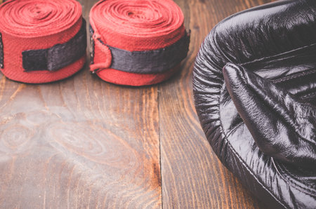 Boxing gloves and bandagesの写真素材