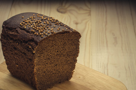 Black bread on a white table