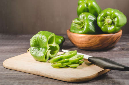 Selective focus on whole fresh paprika and whole fresh paprikaの写真素材