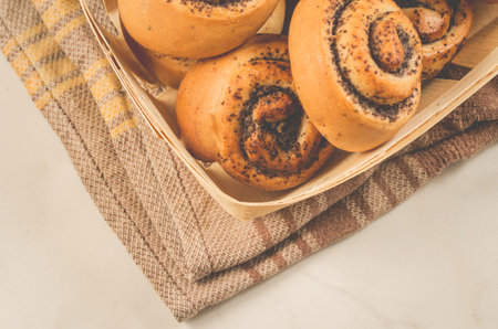 Fresh rolls with poppy a box