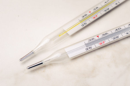Two thermometers on white background/
