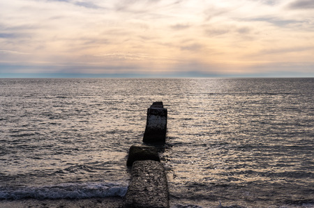beautiful beach view in the eveningの写真素材