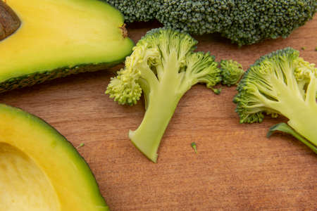 Broccoli avacodo. Food background diet concept and vegetarian food, ingredients for cookingの写真素材