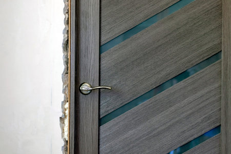 New building. Installation of a new door.の写真素材