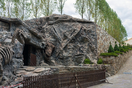 Kamensk-Shakhtinsky, Rostov region. Russia. 09/16/2023. Beautiful decorative elements in the park for tourists. Sculptures of unusual animals and characters. Landscaped public park LOGAのeditorial素材