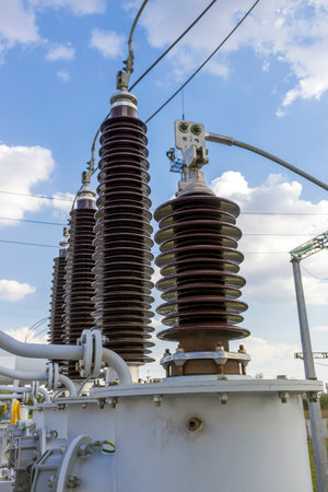 Sealed input of an electrical transformer at a substance.の写真素材