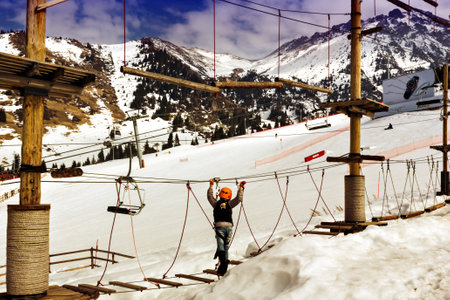 rope trainer in the mountainsのeditorial素材