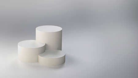 Stage with geometric shapes in the form of a pedestal for product demonstration. 3D rendering of a minimal design in one color. Modern realistic style with empty space for text or logo. Layoutの写真素材