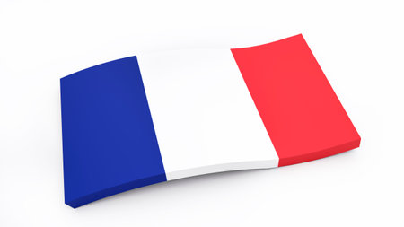 3d model of France flag on white background with shadowの写真素材