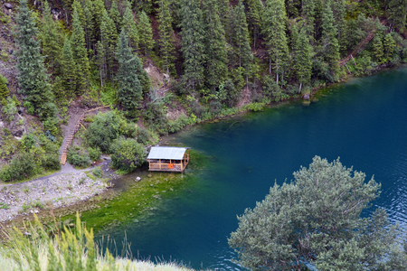 Summer landscape. Mountain. Moraine lake.の写真素材