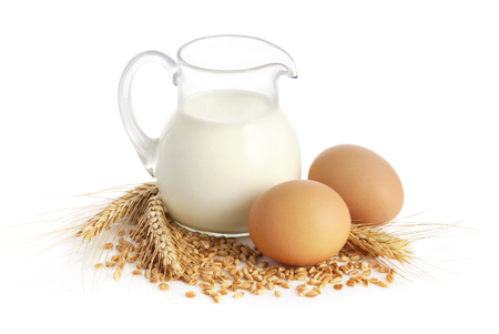 Milk and dairy products. Cheese, milk, cottage cheese, cheese, yogurt, cream and butterの写真素材