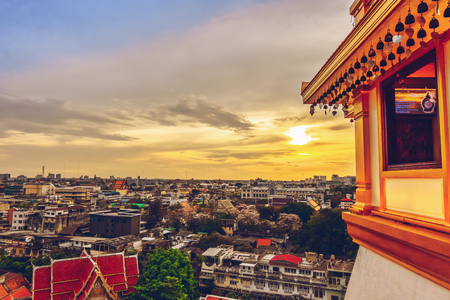 Bangkok city. Golden hour, top viewの写真素材