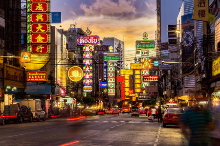 Thailand city street in sity lights and neonのeditorial素材