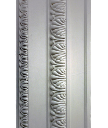 white classic architectural decorative gypsum cornice white background isolated