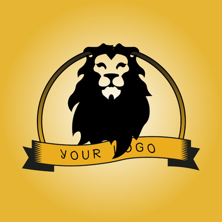 Hipster logotype with head of lionのイラスト素材