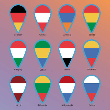 Mark icon with flags, pointersのイラスト素材