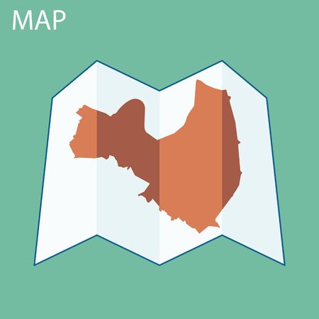 World map on a folded sheet of paperのイラスト素材