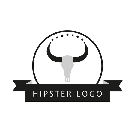 Hipster minimalistic logotype with head of buffaloのイラスト素材