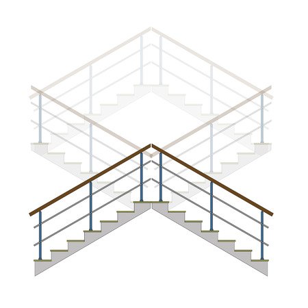 Stair with handrails, stairs, ladder in vectorのイラスト素材