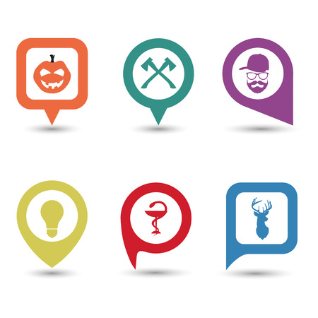 Set of map pointers with a picture inside represents the point in vectorのイラスト素材