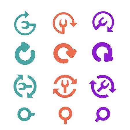 Icons Pack and restart, refresh. Flat styleのイラスト素材