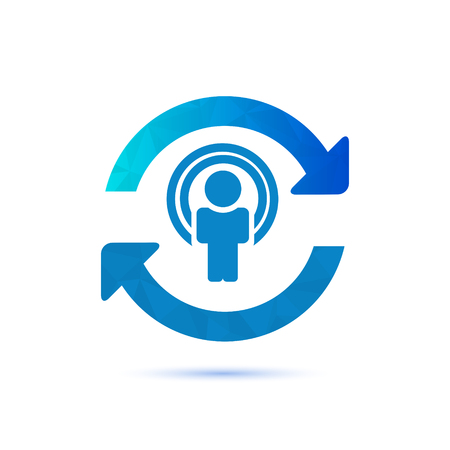 Synchronize user icon, update icon with man in the center.のイラスト素材