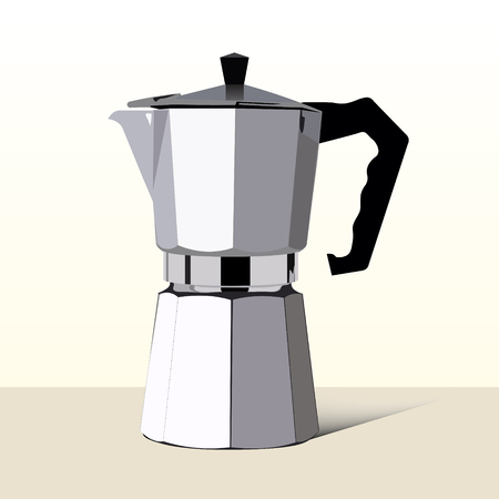Realistic italian metalic coffee maker in vector.のイラスト素材