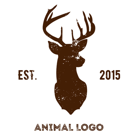 Hipster logotype with brown head of deerのイラスト素材
